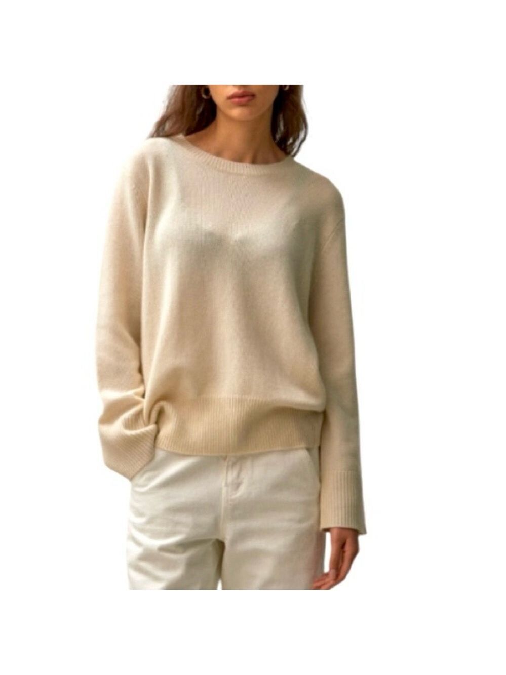 The Group Babaton Crewneck Sweater Size Small Cream Aritzia